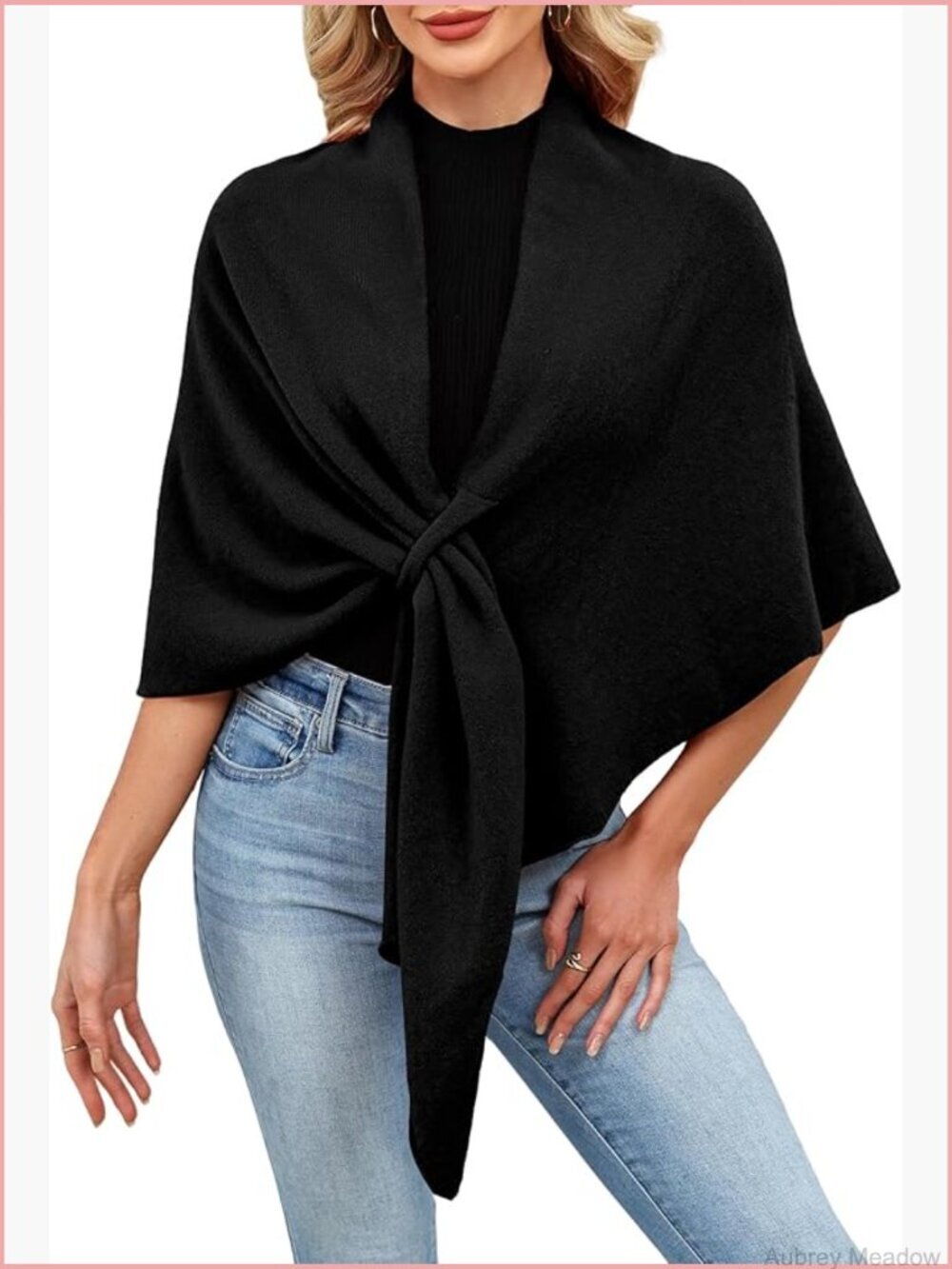Soft Knit Open Front Poncho Shawl Wrap Sweater